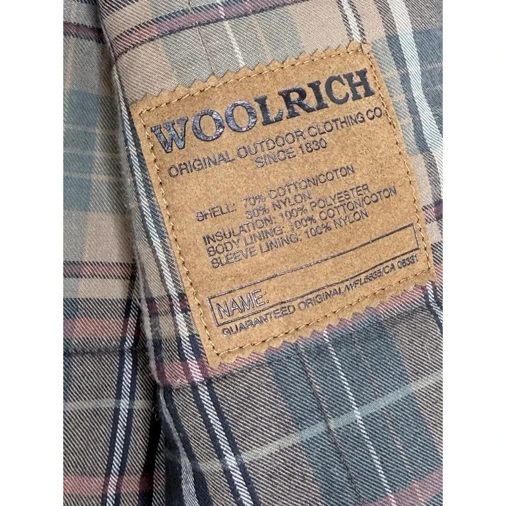 Woolrich Mens M Moss Green Plaid Flannel Lined Insulated Corduroy Collar Vest
